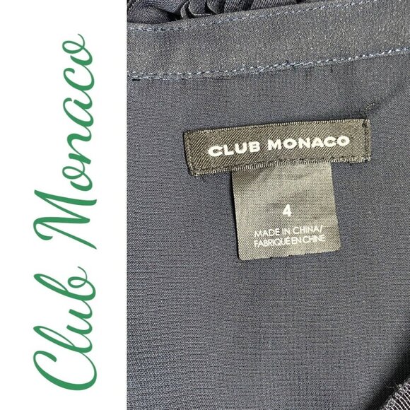 CLUB MONACO DAVIN RUFFLED NAVY BLUE CHIFFON A-LINE SKIRT Size 4 - Picture 6 of 11